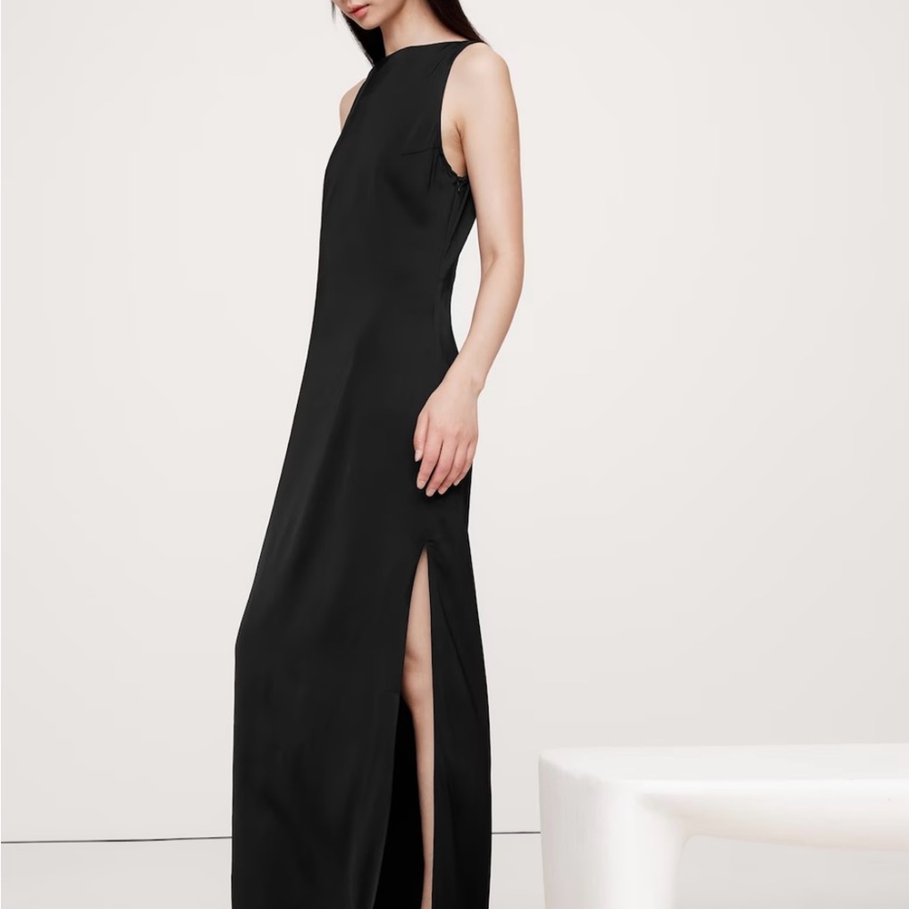 Stretch-Satin Column Maxi Dress